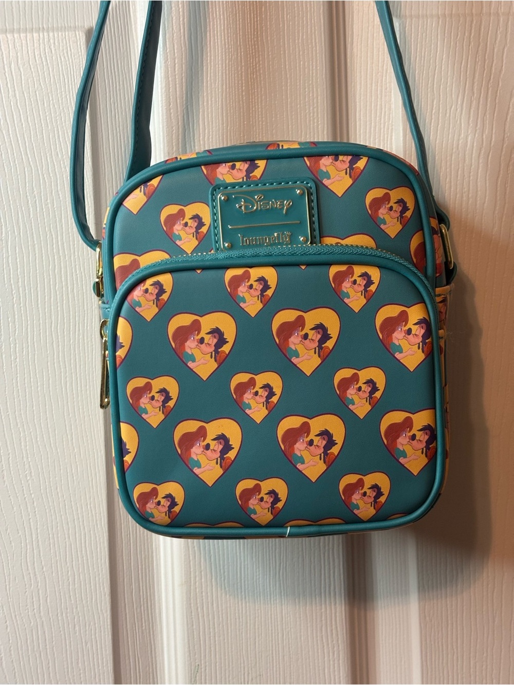 Loungefly Teal A Goofy Movie, Max & Roxanna Heart Crossbody Bag